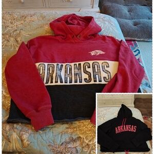 Lot Of 2 Cropped Sweatshirts Arkansas Razorbacks Hogs Medium, Red/White/Black 47